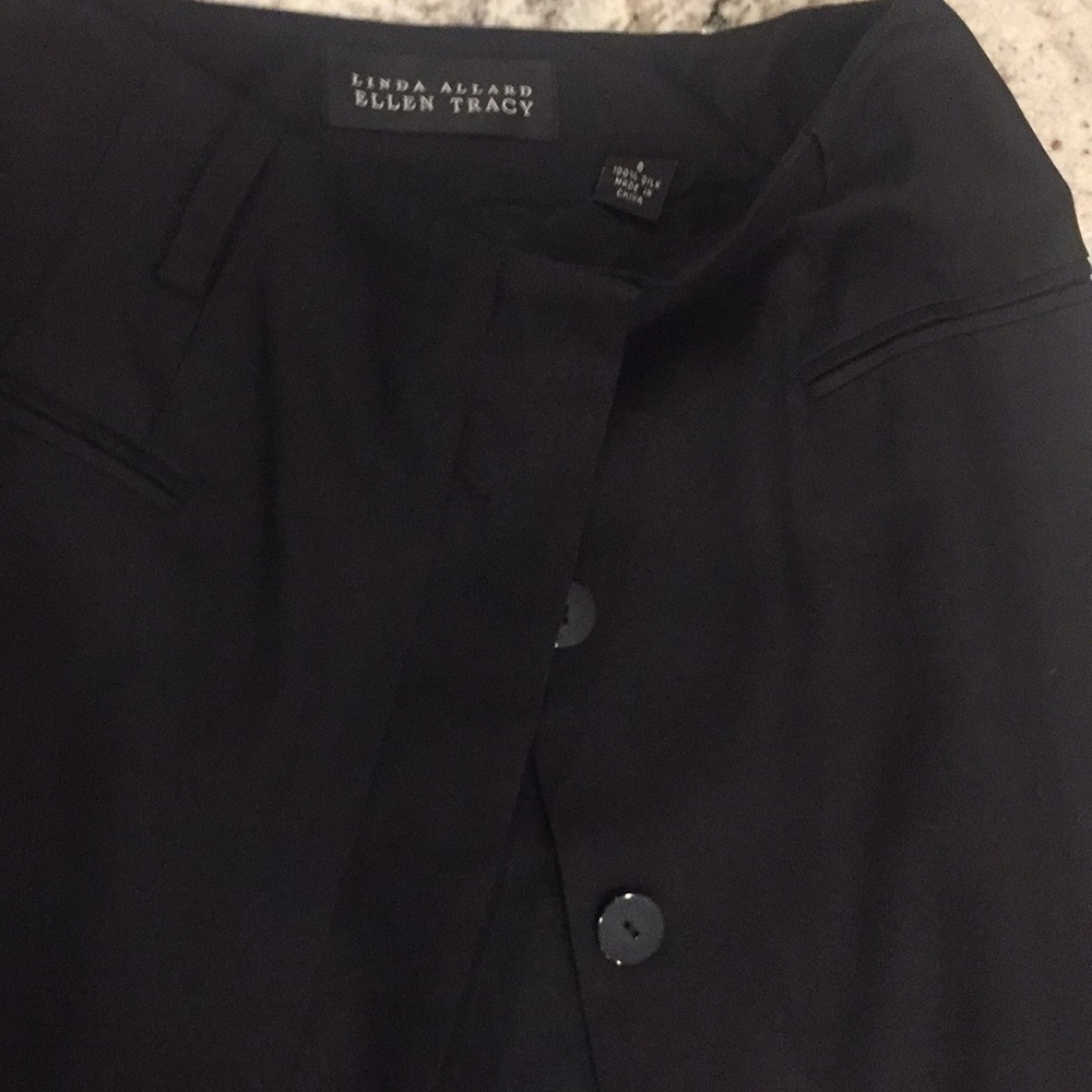 Linda Allard Ellen Tracy silk black skirt - Picture 3 of 4
